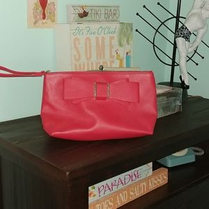 Large Faux Leather Red Betsey Johnson Clutch NWOT